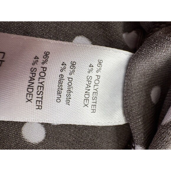 Chico's Black White Polka Dot Sz 2 (US L) Stretch Open Shoulder Women’s Blouse - Picture 7 of 7